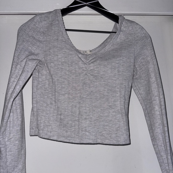 Cotton-On Gray Long Sleeve Ribbed Women's Top - Picture 1 of 4